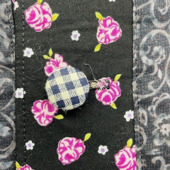 Handmade Colorful‎ "Guest Room" Floral Gingham 16" Square Pom Pom Pillow Sham - Picture 3 of 5